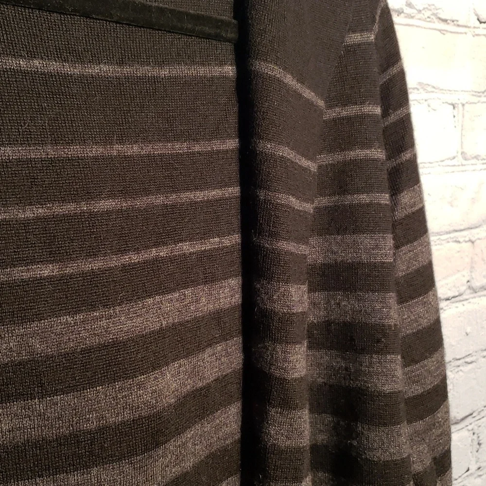 Max Studio cardigan w/ hood stripe black and grey wool SzS